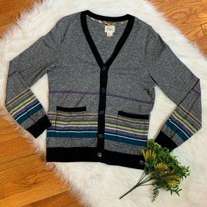 Koto Cardigan Heathered Gray Striped Cotton Men's Medium